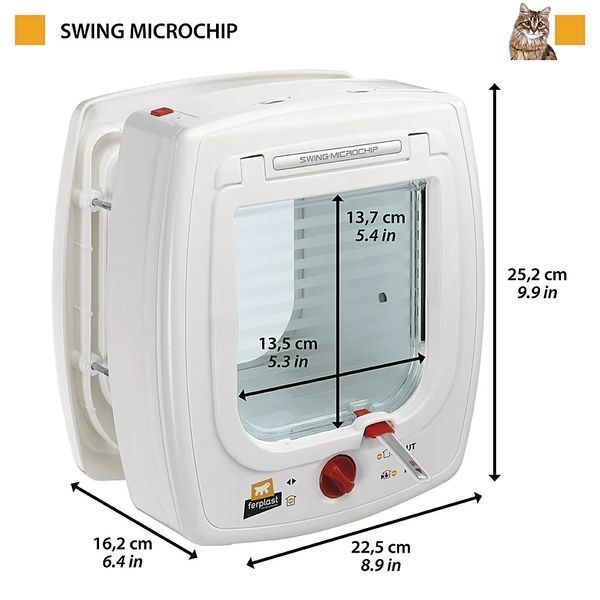 Дверці для кішок з системою прочитування мікрочіпів SWING MICROCHIP Ferplast 22.5 x 16.2 x h 25.2 cm 72090012 фото
