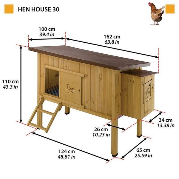 Курник Дерев'яний будиночок для курей 6 курей HEN HOUSE 30 162 x 100 x h 110 cm 57096000 фото
