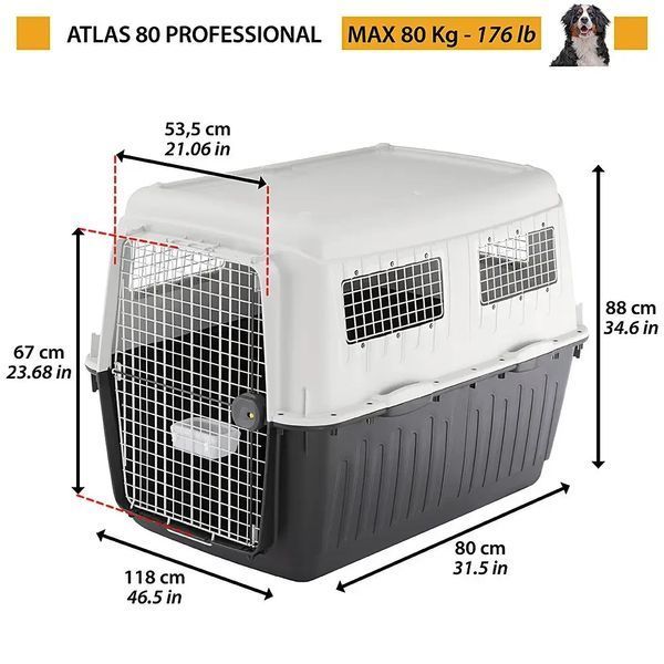 Контейнер переноска для собак і кішок Ferplast Atlas 80 Professional 88 х 118 х h 80 см 73075021 фото