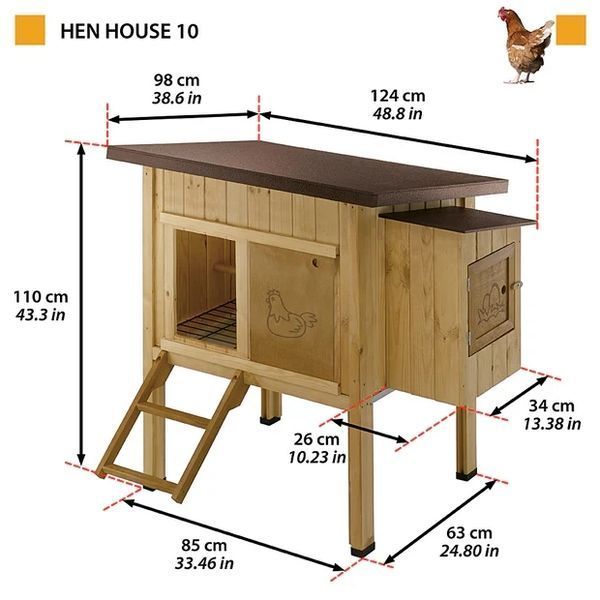 Курник Дерев'яний будиночок для курей 4 курей HEN HOUSE 10 124 x 98 x h 110 cm 57094500 фото