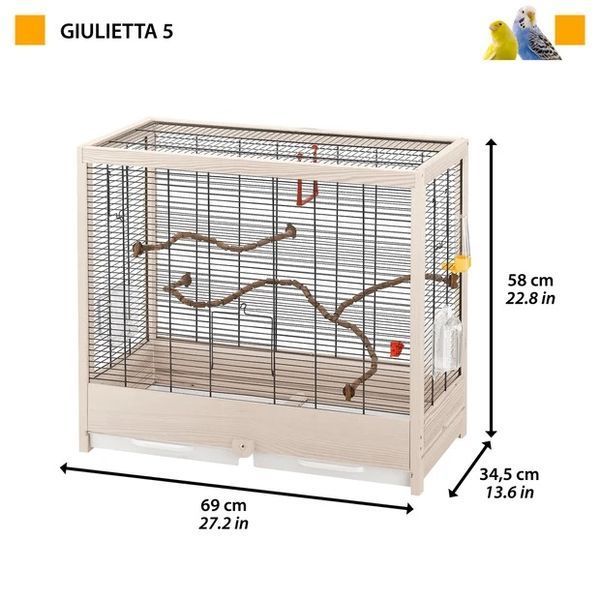 Клітка для канарок та екзотичних птахів, дерев'яна, Ferplast GIULIETTA 5 (69&times;34,5&times;58 см) 52067117 фото