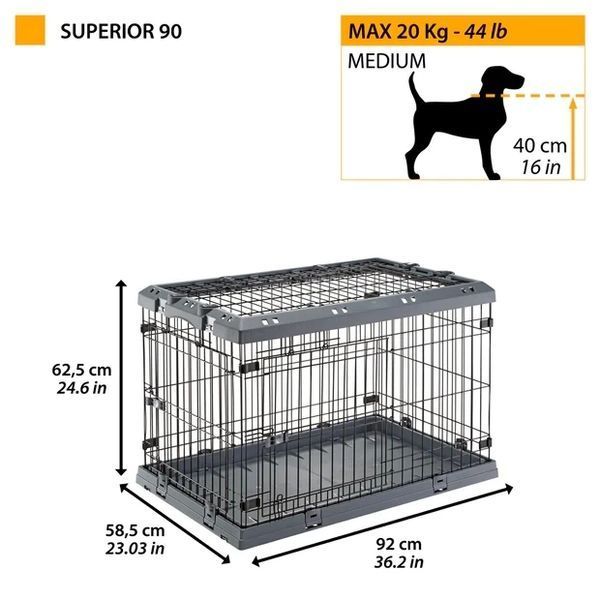 Металлическая клетка для собак до 20 кг c тремя дверцами на колесиках Superior 90 Ferplast 92 x 58.5 x h 62.5с 73188101 фото