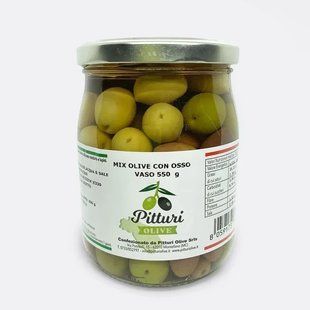 Оливки Мікс із кісточкою 550 гр CON OSSO Pitturi Італія 1799960205 фото