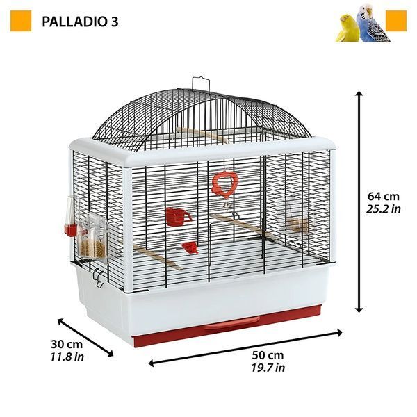 Клетка для канареек попугаев и маленьких экзотических птиц PALLADIO 3 размер 50 x 30 x h 64 cm 52057811 фото