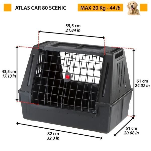 Автомобильная переноска Atlas Car 80 Scenic для собак среднего размера Ferplast 82 x 51 x h 61 cm 73112017 фото